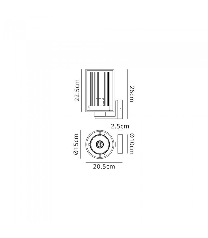 Wall Light, 1 Light E27, Black, Clear Glass - 2