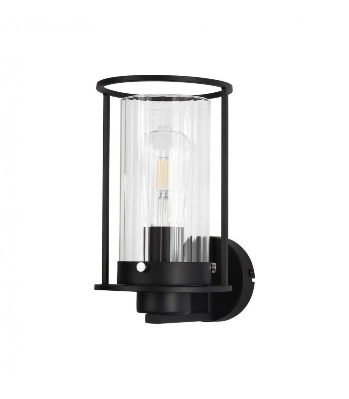 Wall Light, 1 Light E27, Black, Clear Glass - 3