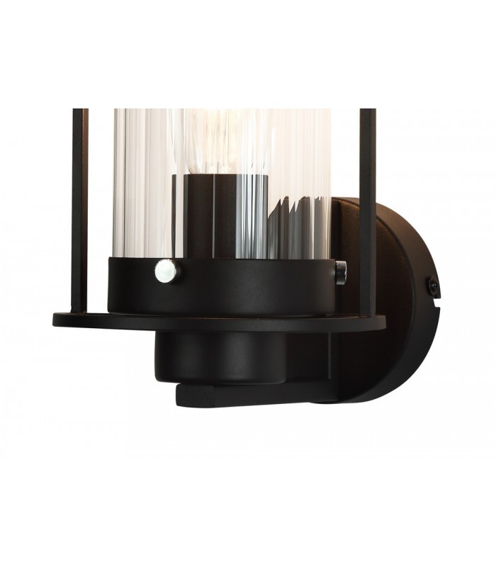 Wall Light, 1 Light E27, Black, Clear Glass - 4