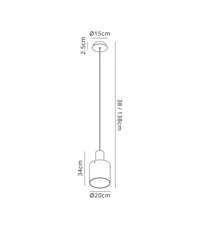 Single Ceiling Pendant, Adjustable E27, Black, Smoke Fade Glass - 2