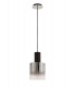 Single Ceiling Pendant, Adjustable E27, Black, Smoke Fade Glass - 5