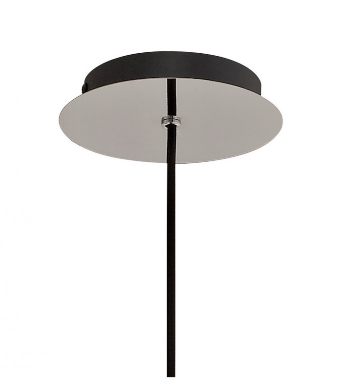 Single Ceiling Pendant, Adjustable E27, Black, Smoke Fade Glass - 6