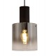 Single Ceiling Pendant, Adjustable E27, Black, Smoke Fade Glass - 7