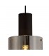 Single Ceiling Pendant, Adjustable E27, Black, Smoke Fade Glass - 9