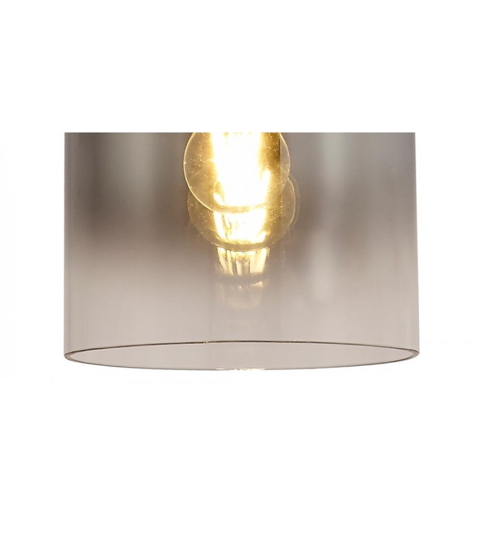 Single Ceiling Pendant, Adjustable E27, Black, Smoke Fade Glass - 10
