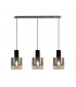 Linear Ceiling Pendant, 3 Light Adjustable E27, Black, Smoke Fade Glass - 1