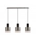 Linear Ceiling Pendant, 3 Light Adjustable E27, Black, Smoke Fade Glass - 4