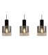 Linear Ceiling Pendant, 3 Light Adjustable E27, Black, Smoke Fade Glass - 6