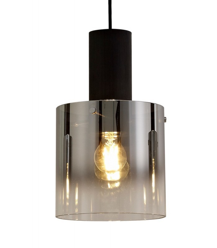 Linear Ceiling Pendant, 3 Light Adjustable E27, Black, Smoke Fade Glass - 7