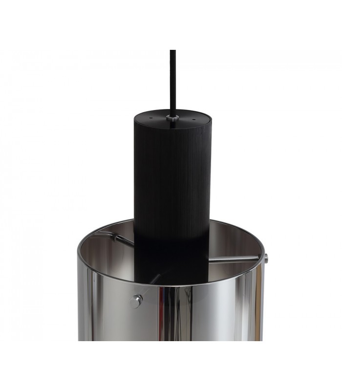 Linear Ceiling Pendant, 3 Light Adjustable E27, Black, Smoke Fade Glass - 8
