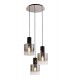 Round Ceiling Cluster Pendant, 3 Light Adjustable E27, Black, Smoke Fade Glass - 1