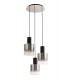 Round Ceiling Cluster Pendant, 3 Light Adjustable E27, Black, Smoke Fade Glass - 4