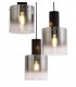 Round Ceiling Cluster Pendant, 3 Light Adjustable E27, Black, Smoke Fade Glass - 6