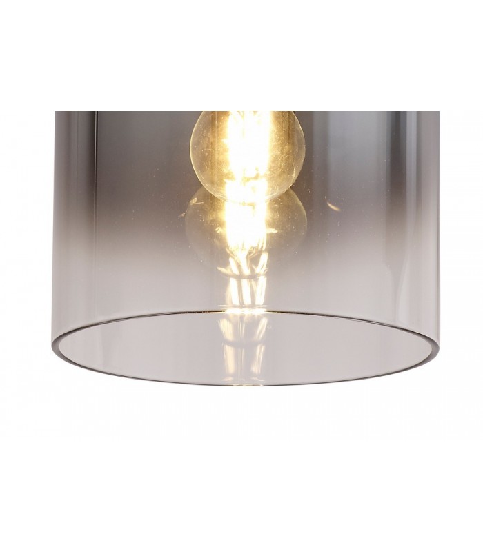 Round Ceiling Flush, 1 Light Flush Fitting E27, Black, Smoke Fade Glass - 5
