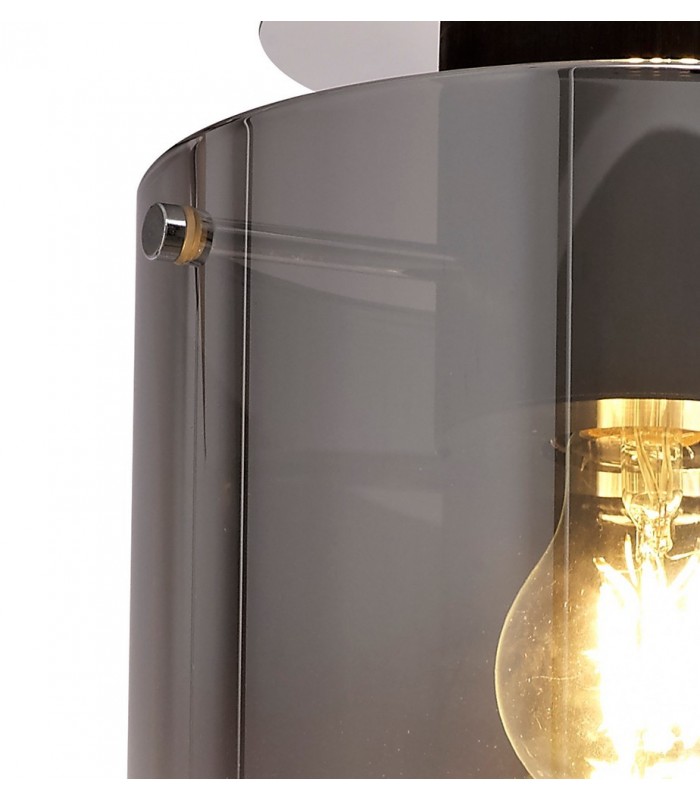 Round Ceiling Flush, 1 Light Flush Fitting E27, Black, Smoke Fade Glass - 6
