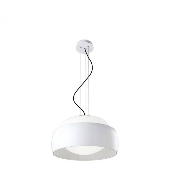 1 Light Ceiling Pendant White with Opal Glass Diffuser, E27 - 1