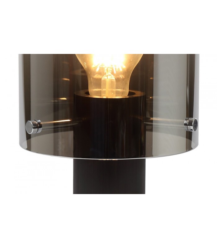 Table Lamp, 1 Light Table Lamp E27, Black, Smoke Fade Glass - 6