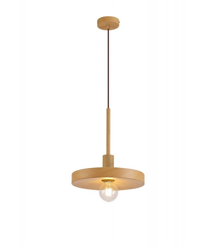 Single Ceiling Dome Pendant, Adjustable E27, Wood Effect - 6