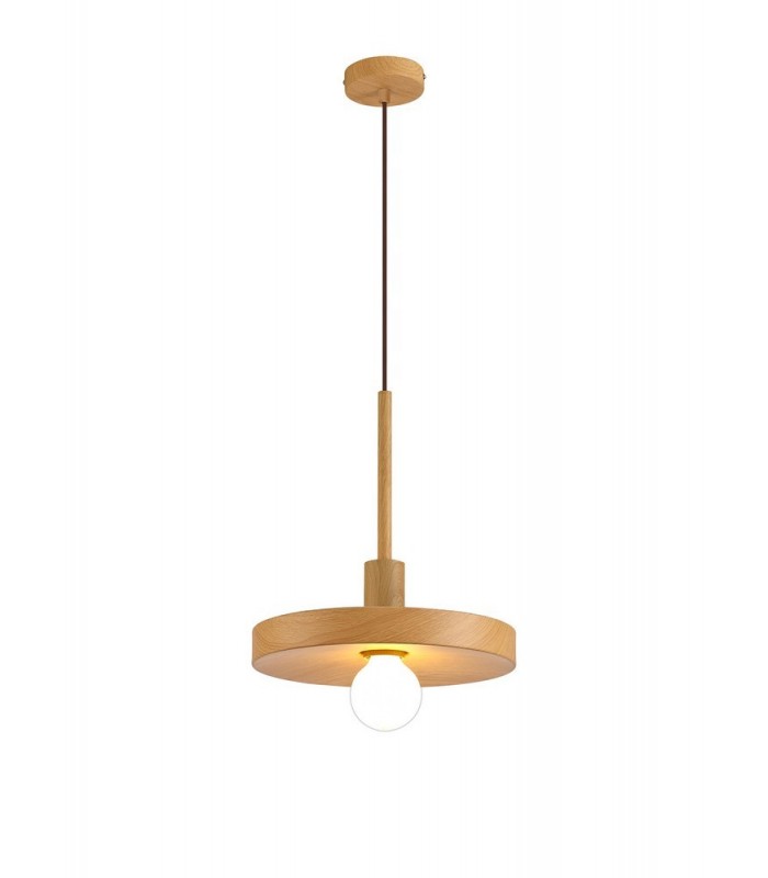 Single Ceiling Dome Pendant, Adjustable E27, Wood Effect - 8