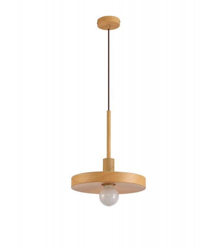 Single Ceiling Dome Pendant, Adjustable E27, Wood Effect - 9