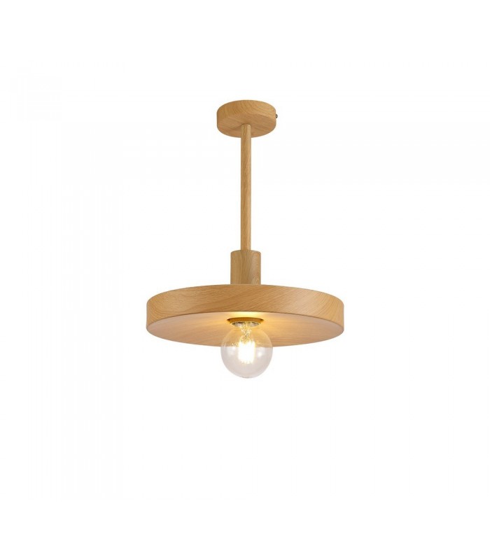 Single Ceiling Dome Pendant, Adjustable E27, Wood Effect - 10