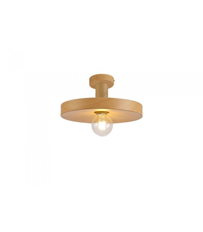 Single Ceiling Dome Pendant, Adjustable E27, Wood Effect - 11