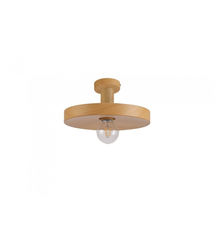 Single Ceiling Dome Pendant, Adjustable E27, Wood Effect - 13