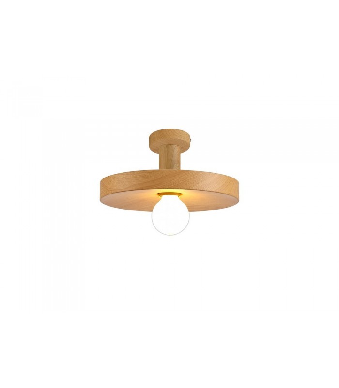 Single Ceiling Dome Pendant, Adjustable E27, Wood Effect - 15