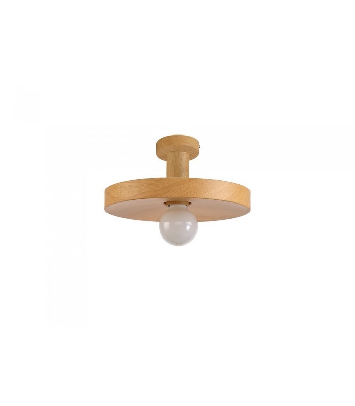 Single Ceiling Dome Pendant, Adjustable E27, Wood Effect - 17