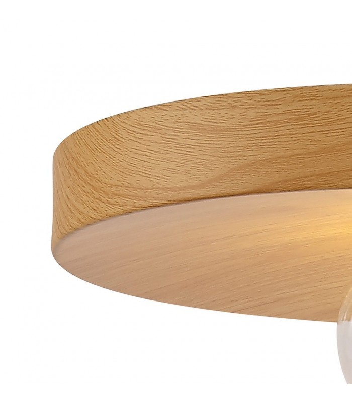 Single Ceiling Dome Pendant, Adjustable E27, Wood Effect - 20