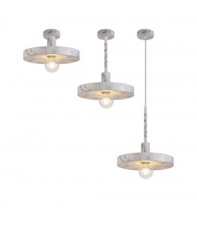 Single Ceiling Dome Pendant, Adjustable E27, Marble Effect - 1