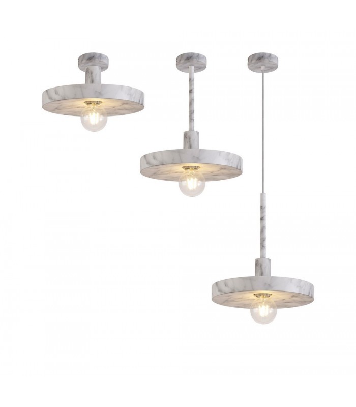 Single Ceiling Dome Pendant, Adjustable E27, Marble Effect - 1