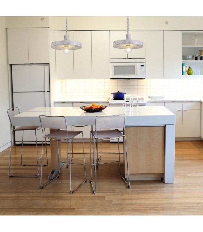 Single Ceiling Dome Pendant, Adjustable E27, Marble Effect - 3