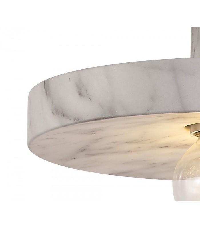 Single Ceiling Dome Pendant, Adjustable E27, Marble Effect - 19