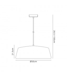 Single Large Ceiling Pendant, 1 Light Adjustable E27, Gloss Black, Gloss White - 2