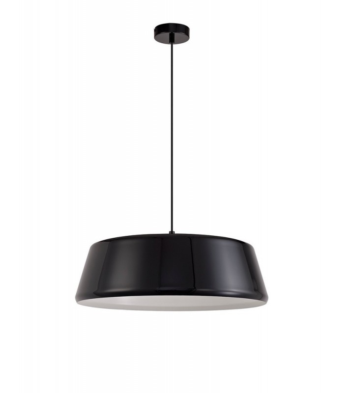 Single Large Ceiling Pendant, 1 Light Adjustable E27, Gloss Black, Gloss White - 3