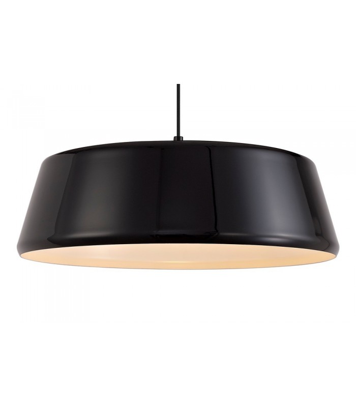 Single Large Ceiling Pendant, 1 Light Adjustable E27, Gloss Black, Gloss White - 5