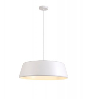 Single Large Ceiling Pendant, 1 Light Adjustable E27, Gloss White, Gloss White - 1