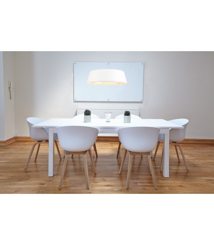 Single Large Ceiling Pendant, 1 Light Adjustable E27, Gloss White, Gloss White - 3