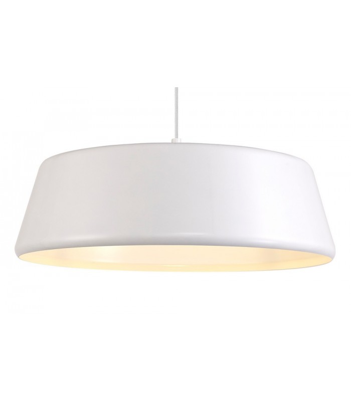 Single Large Ceiling Pendant, 1 Light Adjustable E27, Gloss White, Gloss White - 6