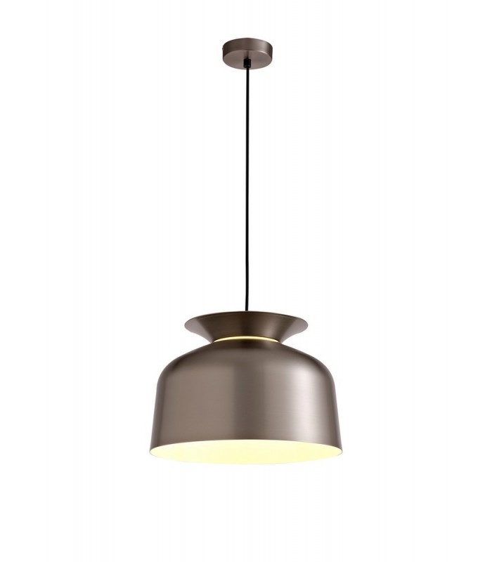 Single Ceiling Dome Pendant, Adjustable E27, Satin Nickel - 1
