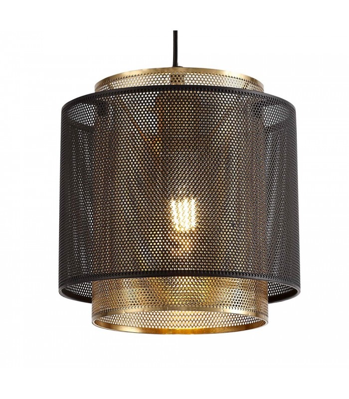Single Small Ceiling Pendant, 1 Light Adjustable E27, Matt Black, Satin Gold - 5