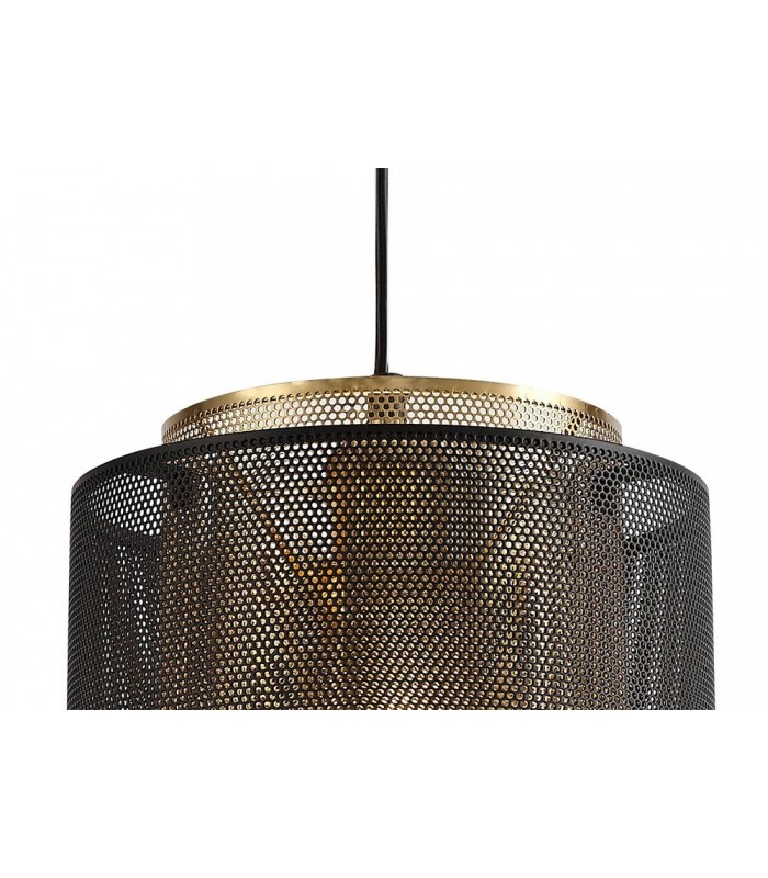 Single Small Ceiling Pendant, 1 Light Adjustable E27, Matt Black, Satin Gold - 6