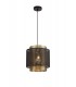 Single Large Ceiling Pendant, 1 Light Adjustable E27, Matt Black, Satin Gold - 1