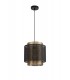 Single Large Ceiling Pendant, 1 Light Adjustable E27, Matt Black, Satin Gold - 3