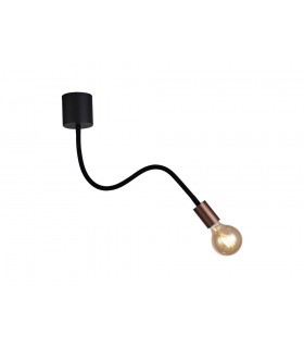 Flexible Semi Flush Ceiling 1 Light E27, Satin Black, Brushed Copper - 1