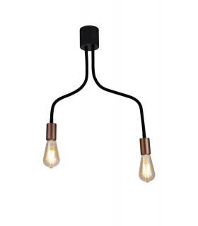 Flexible Semi Flush Ceiling  2 Light E27, Satin Black, Brushed Copper - 1
