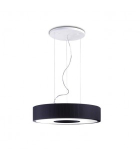 7 Light Ceiling Pendant Chrome with Black Fabric Shade, E27 - 1