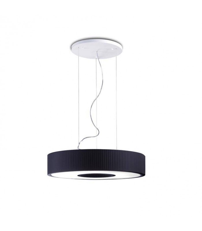 7 Light Ceiling Pendant Chrome with Black Fabric Shade, E27 - 1