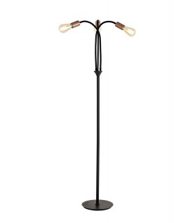 Flexible Floor Lamp, 3 Light E27, Satin Black, Brushed Copper - 1